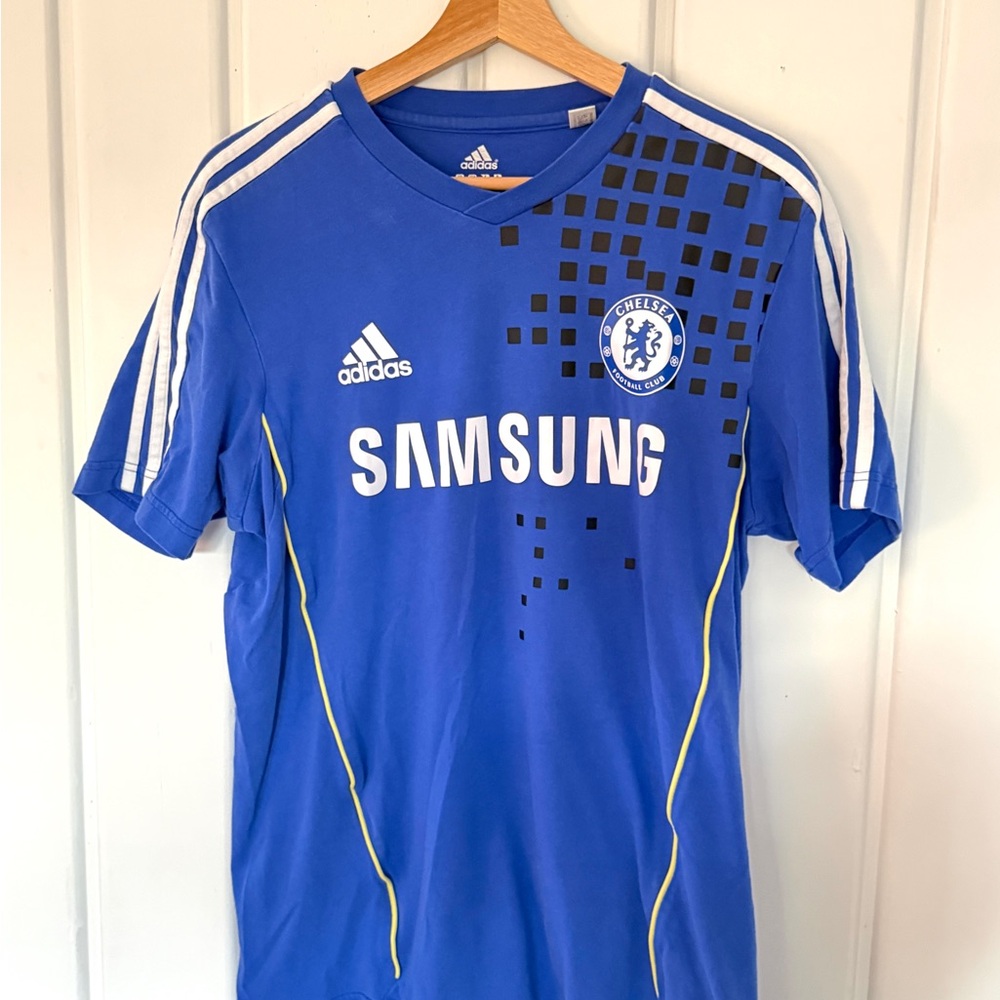 Adidas Blue Chelsea FC Samsung Soccer, Football Jersey with White Accents